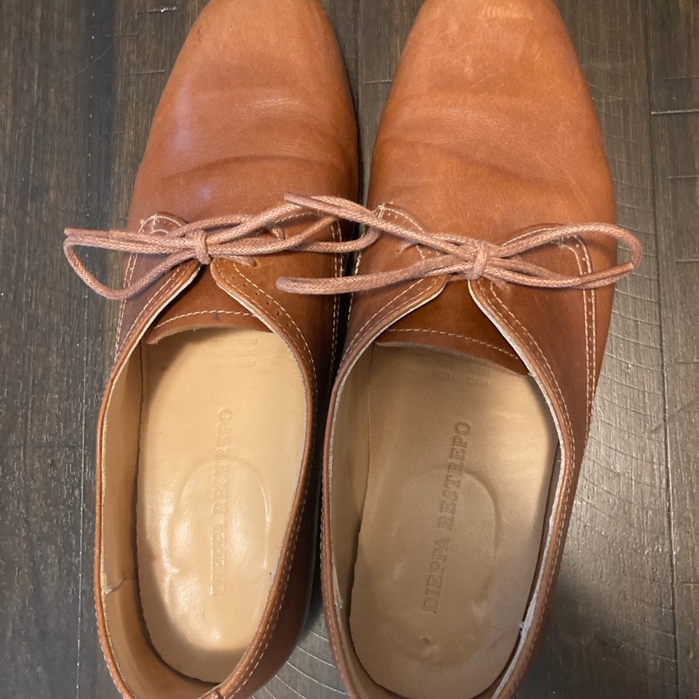 DIEPPA RESTREPO Chestnut Leather Lace-Up Oxfords (Handmade in Mexico)